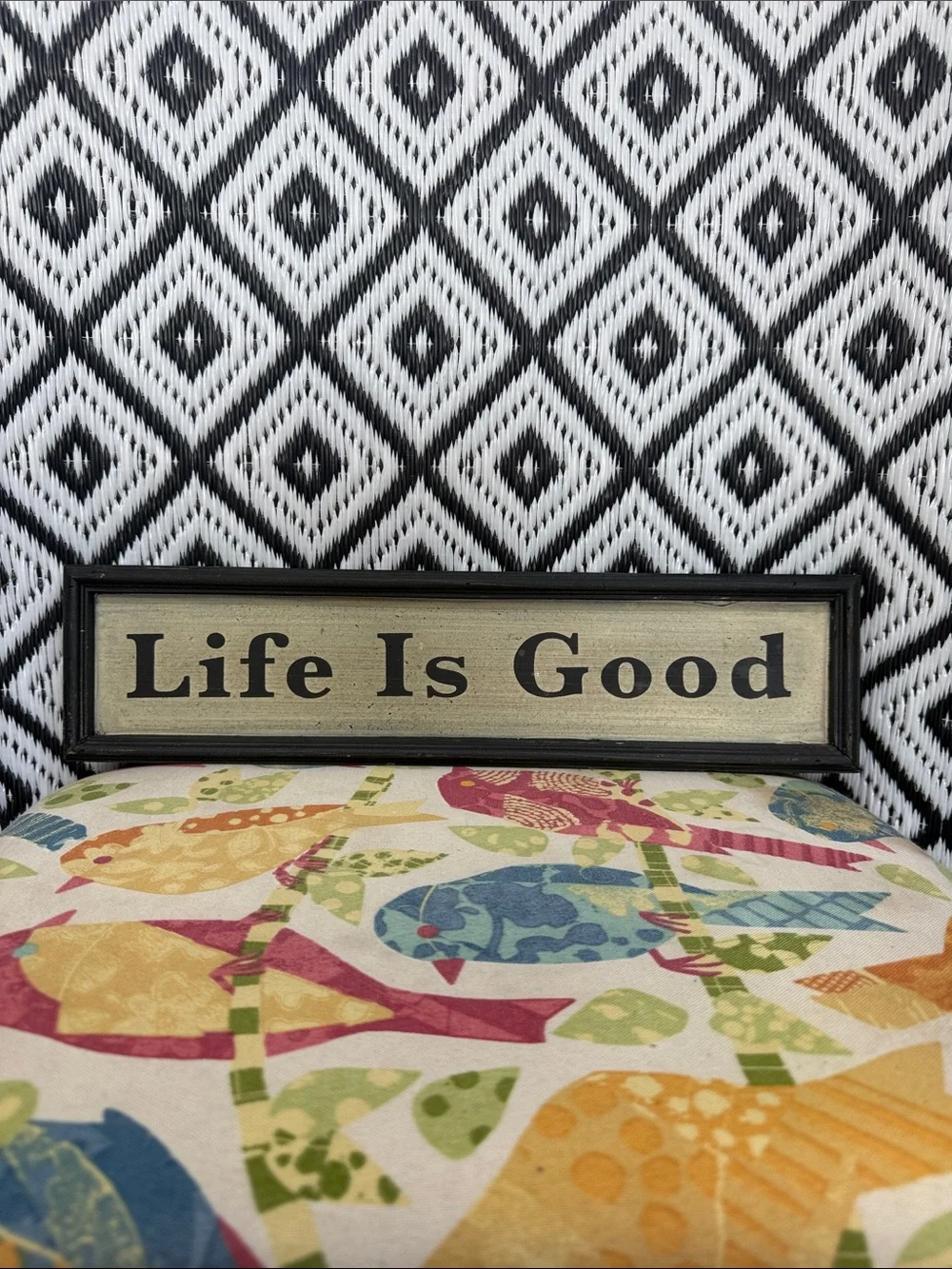 Life Is Good Framed Wall Sign - Black and Cream